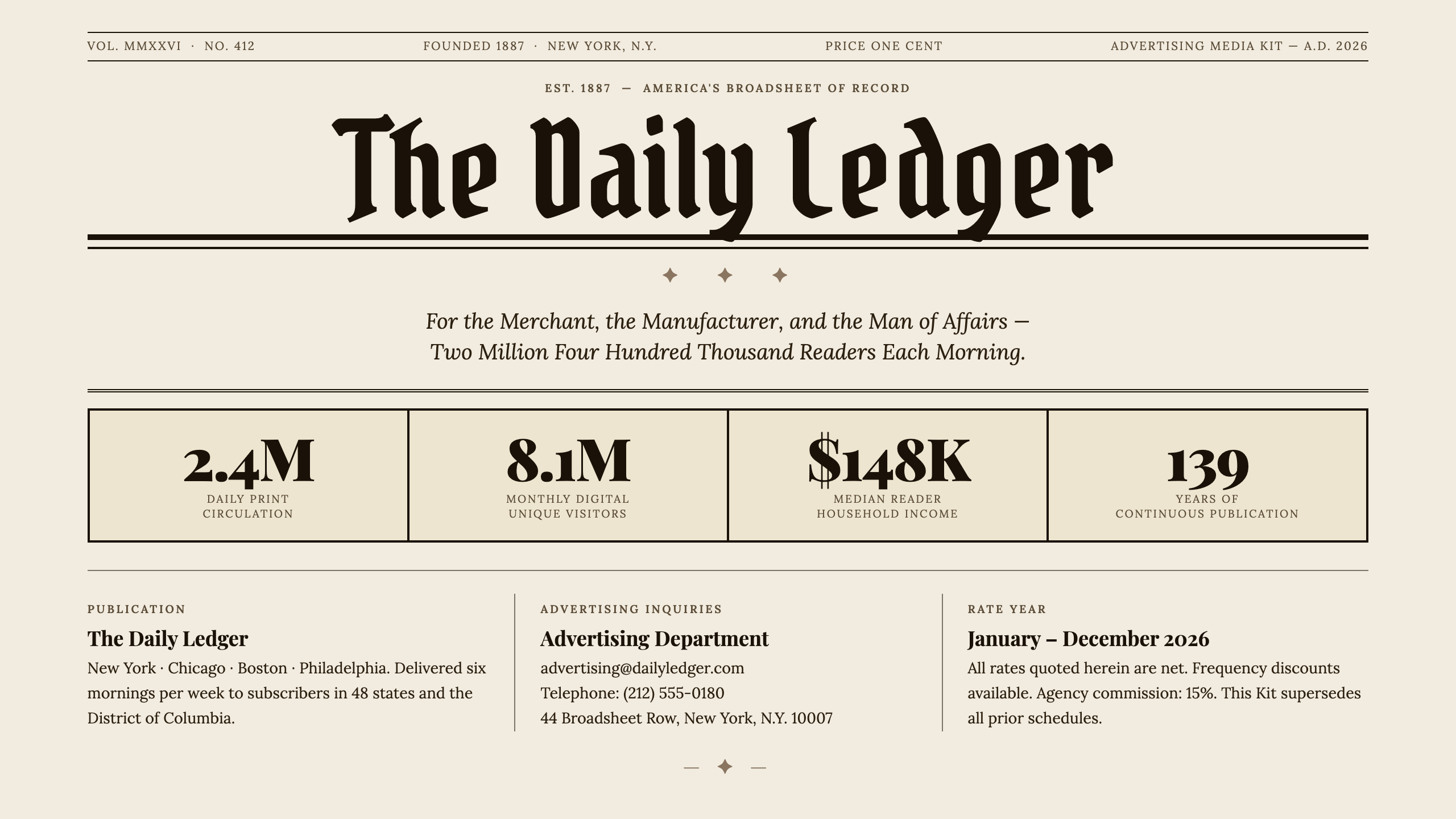 The Daily Ledger title layout
