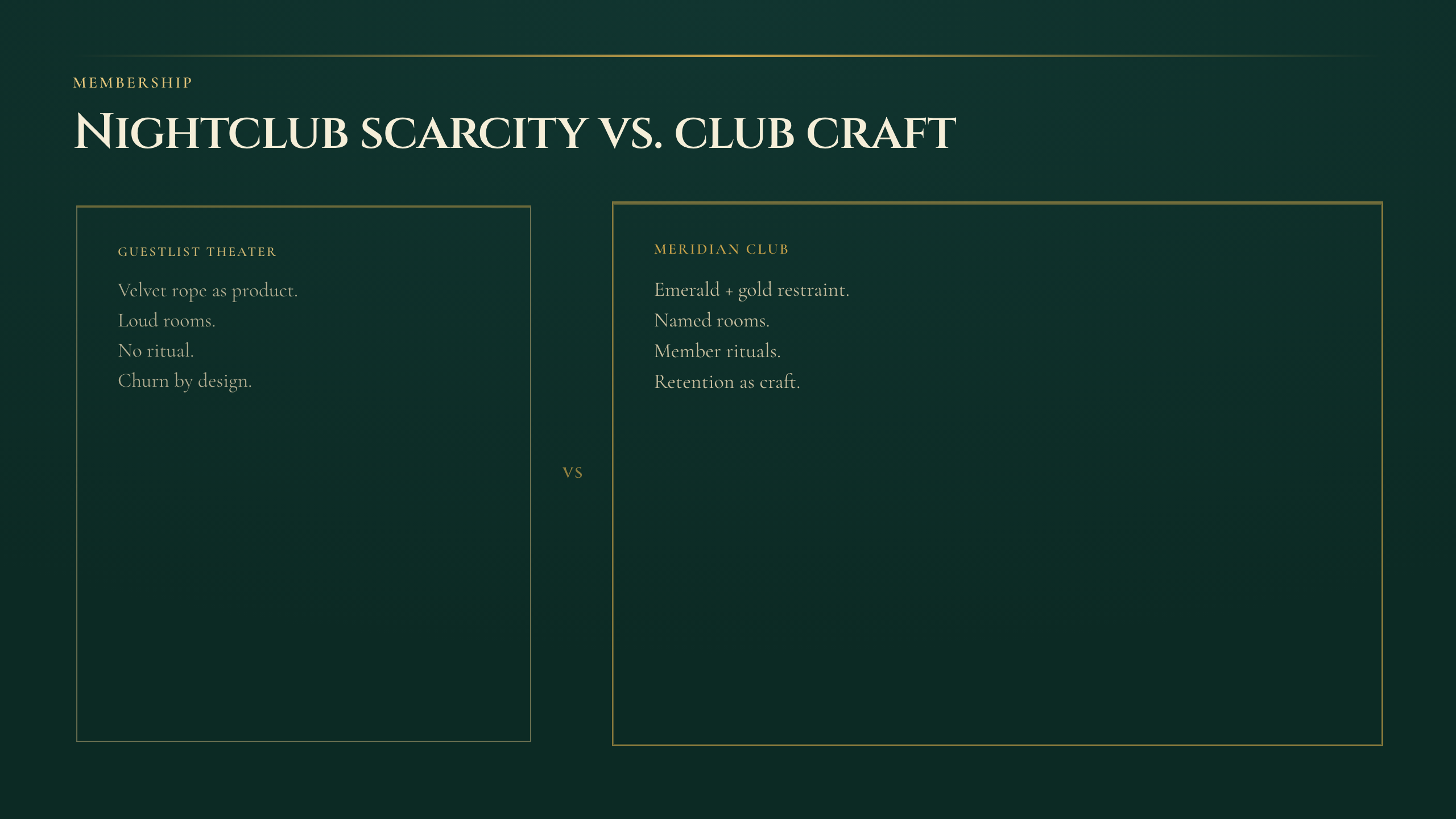 Meridian Club compare layout