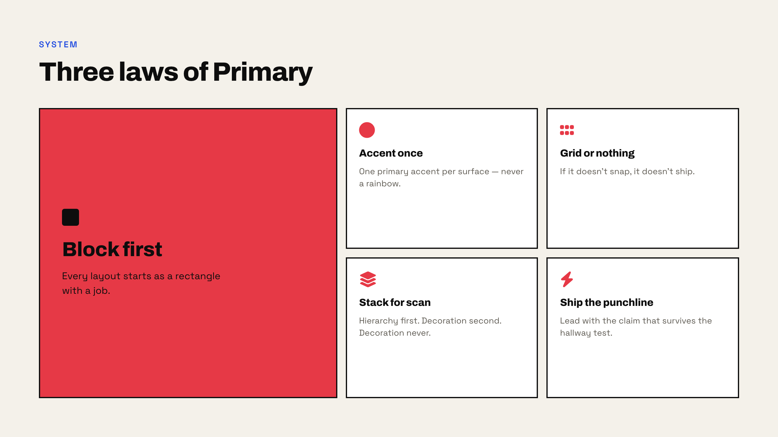 Primary bento layout