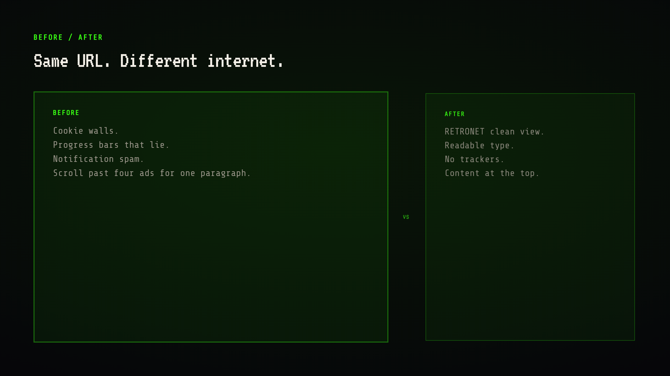 RetroNet compare layout