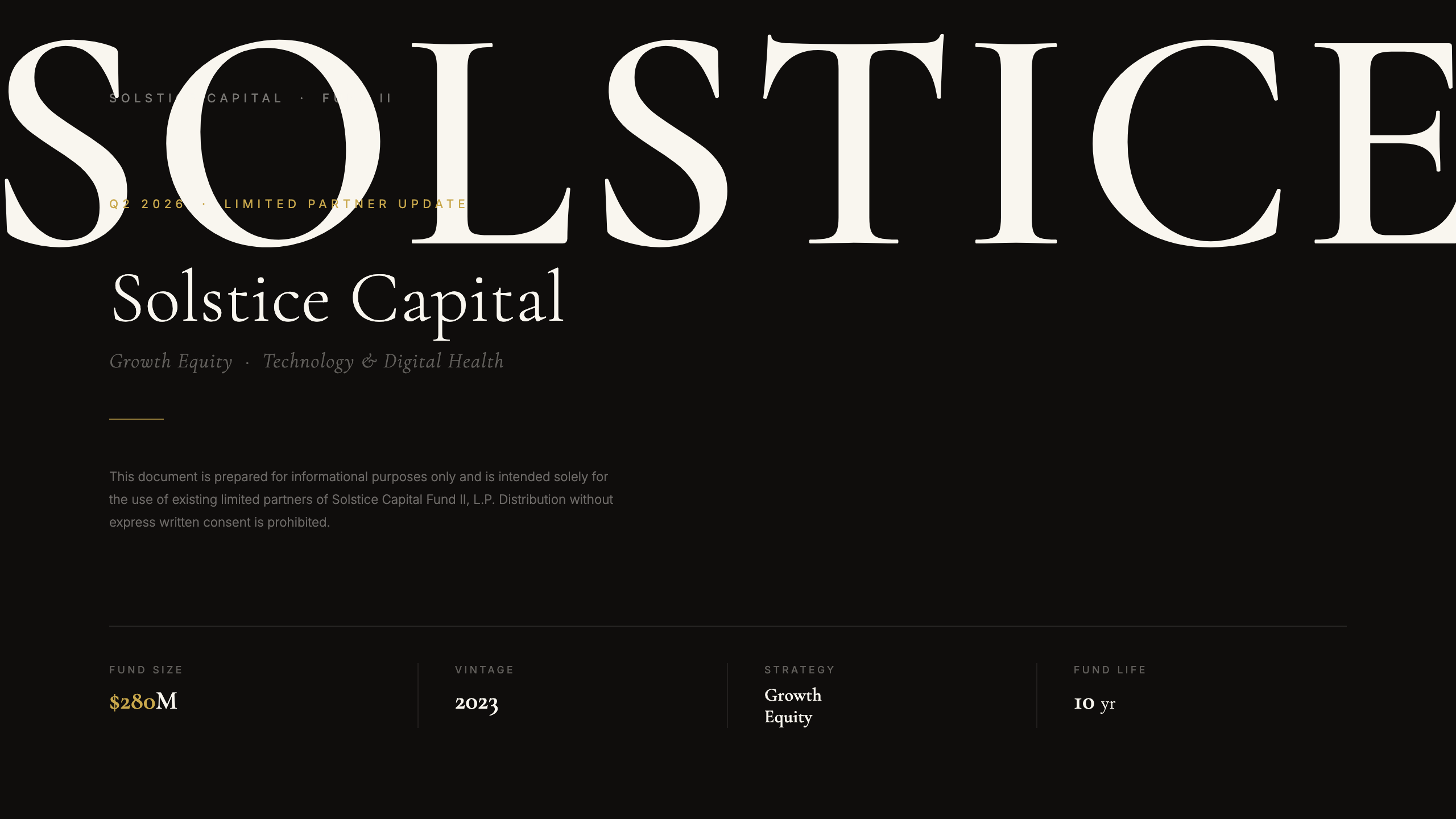 Solstice Capital title layout