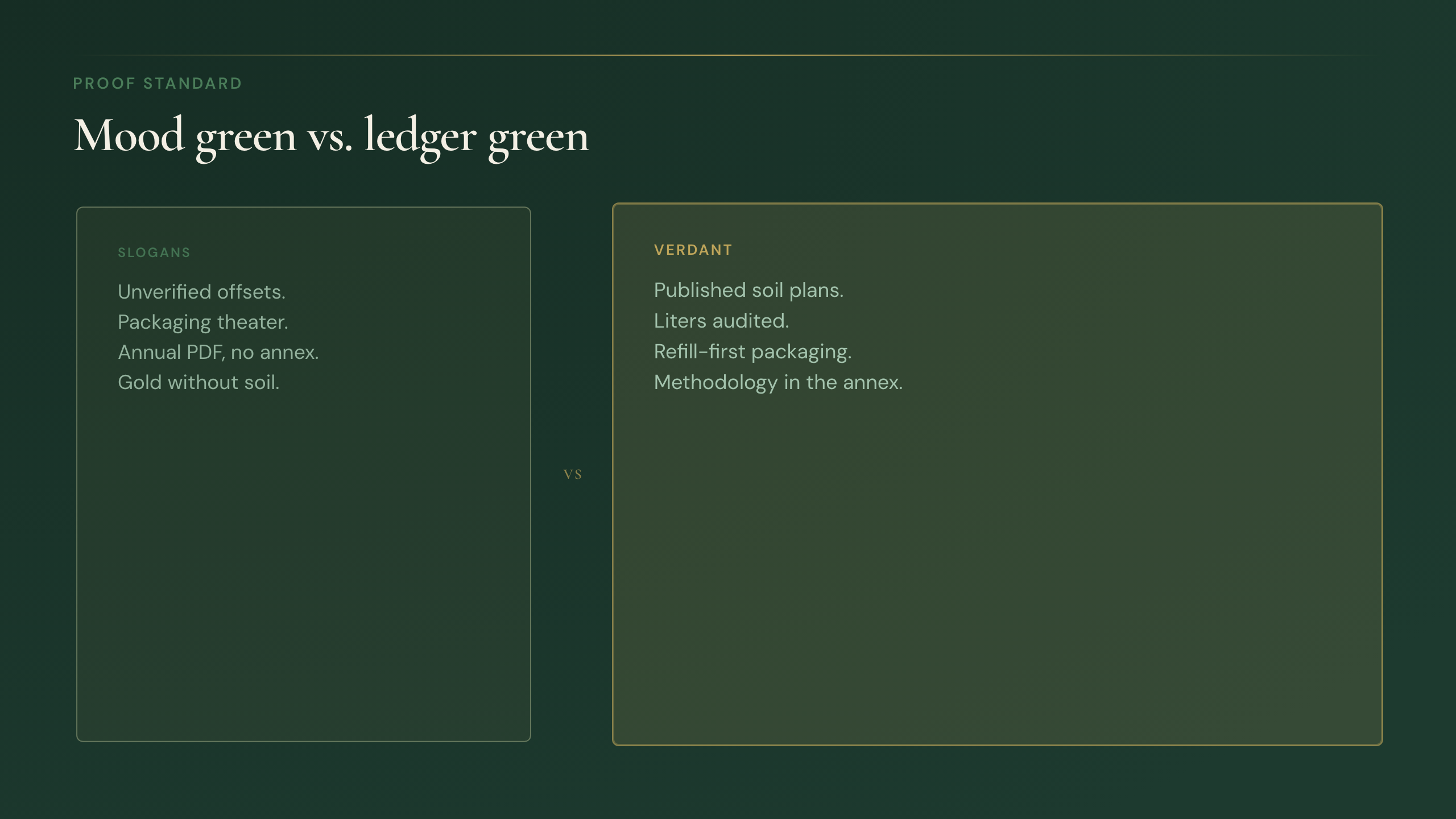 Verdant compare layout